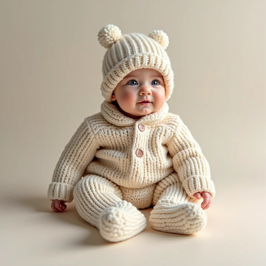 Stickade Babyset - Stickade babyset som håller små bebisar varma och bekväma